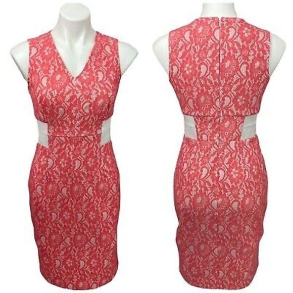 NWT Worthington Calypso Coral Lace Inlay Dress Size 10 - Picture 1 of 15